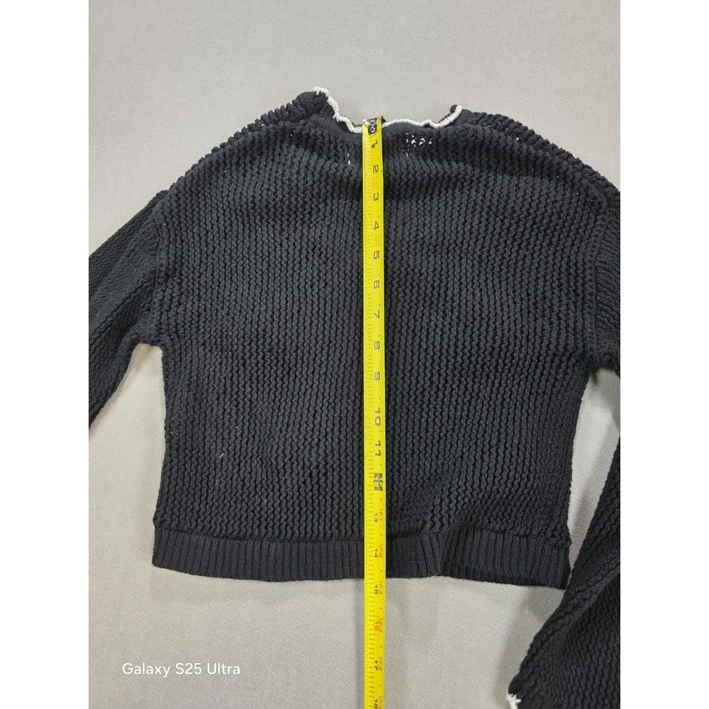 Old Navy Girls Black Sweater Medium 8 Loose Weave 3D‎ Pom Poms